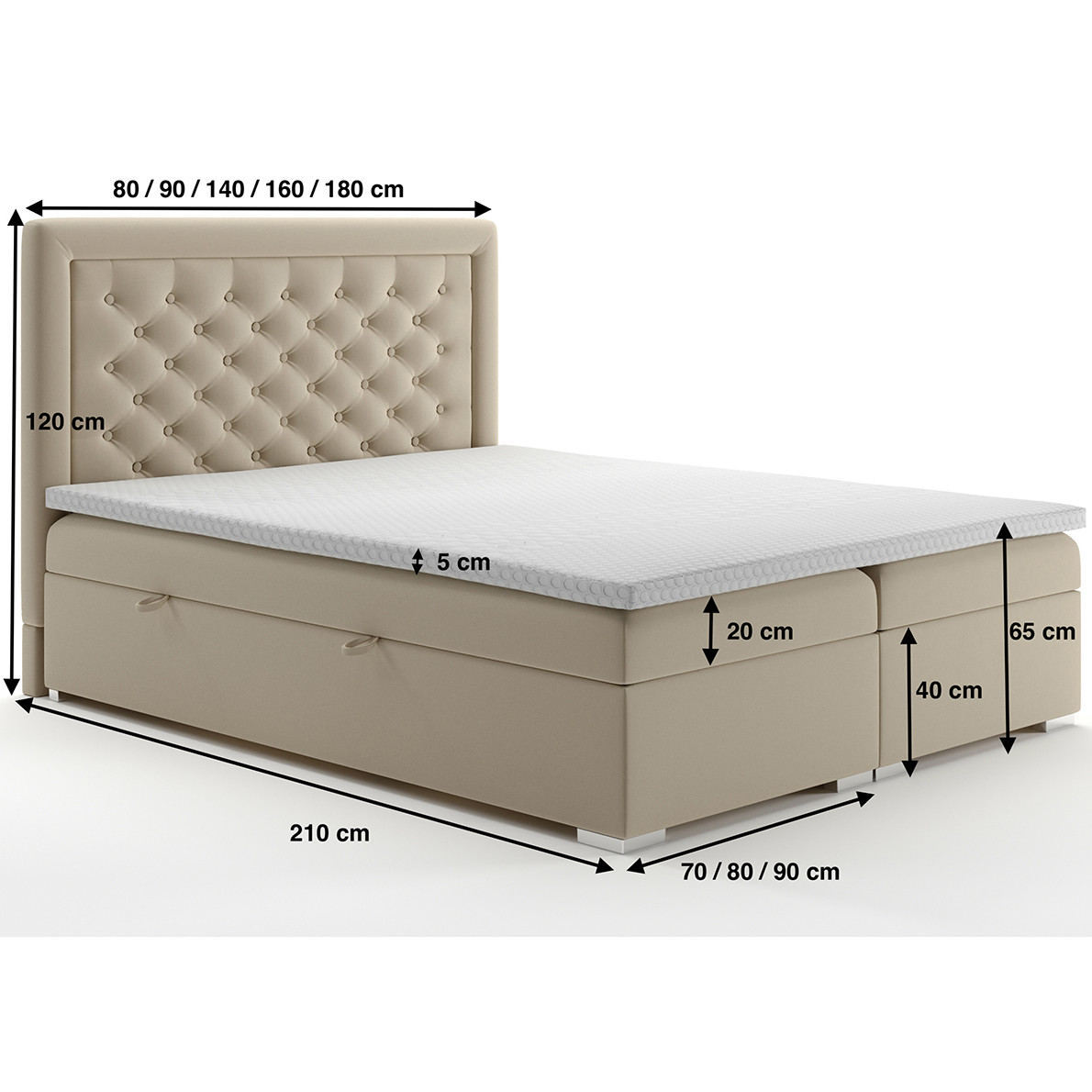 Upholstered bed CASSIDY 160x200 monolith 76