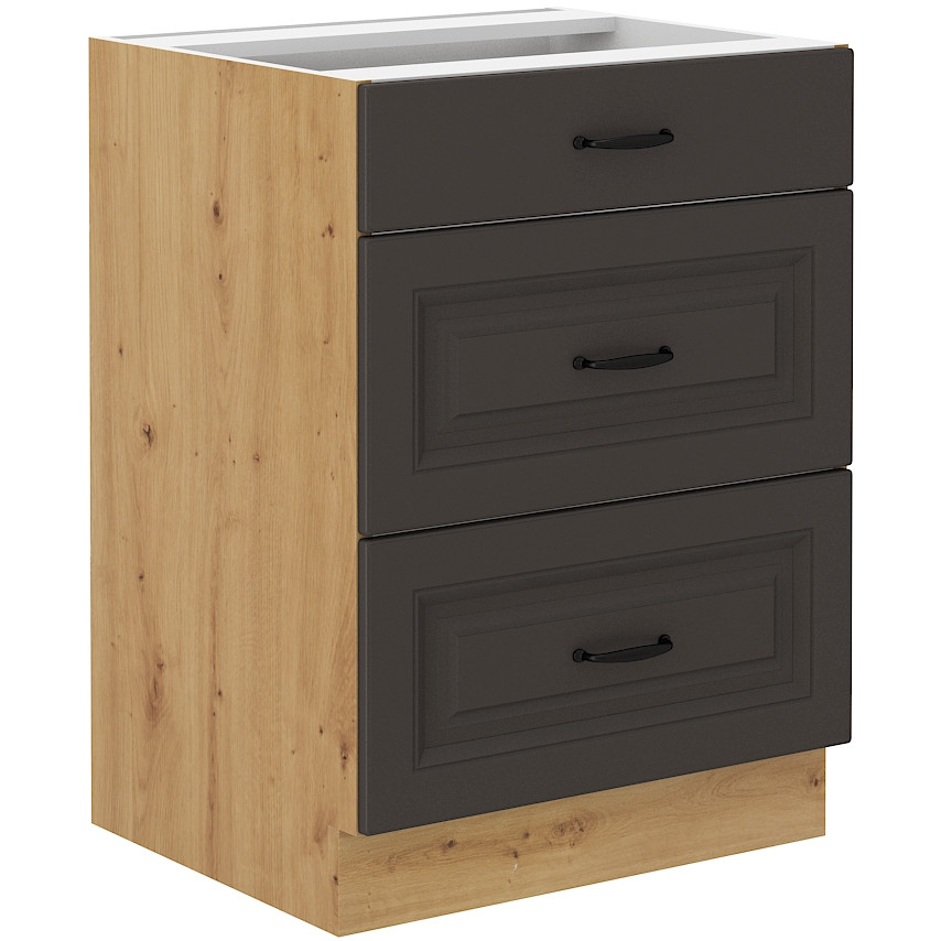 Base Cabinet with drawers 60 STILO ST07 artisan oak / graphite