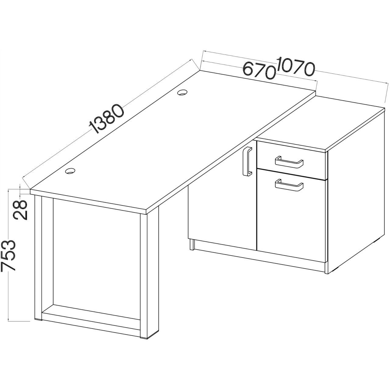 Storage Cabinet with desk MALTA MT15 artisan oak / light grey