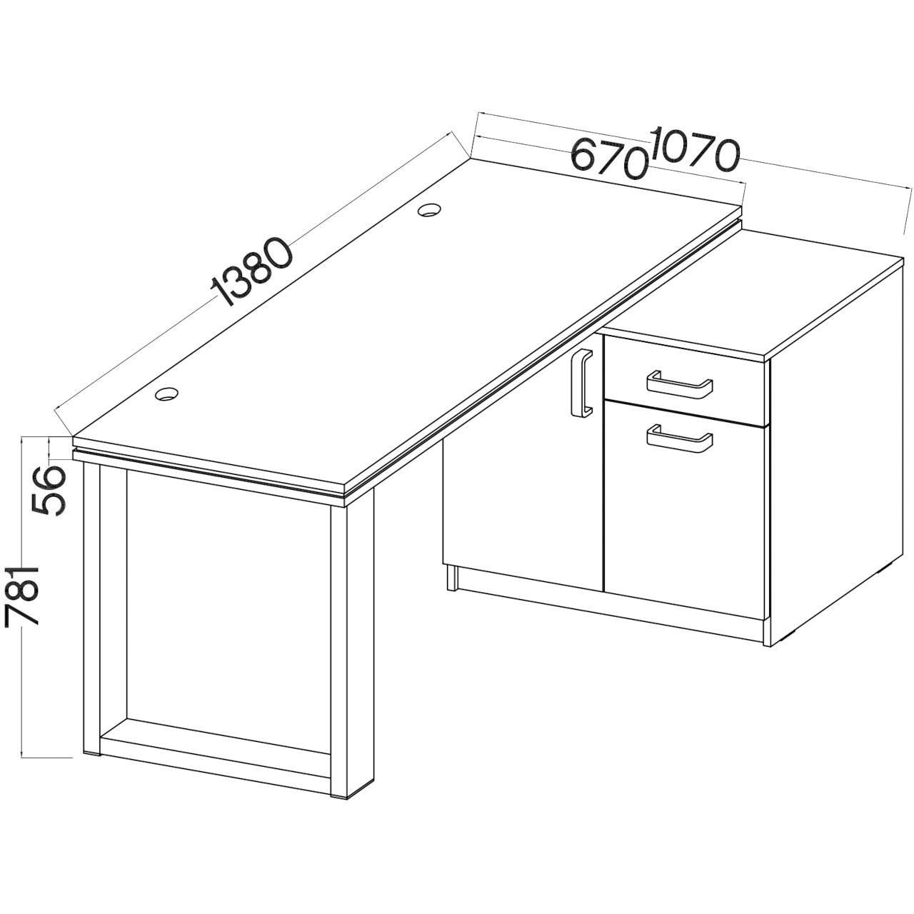 Storage Cabinet with desk MALTA MT16 light grey / artisan oak