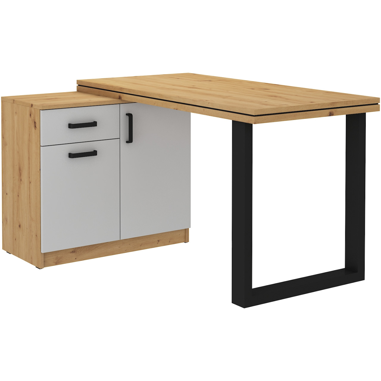 Storage Cabinet with desk MALTA MT16 artisan oak / light grey