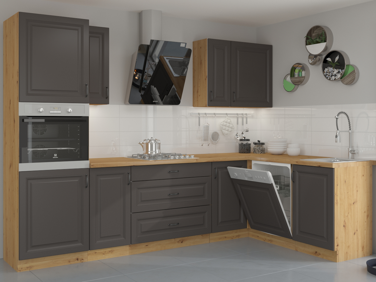 Front for Built-In Dishwasher 45 STILO ST41 artisan oak / graphite