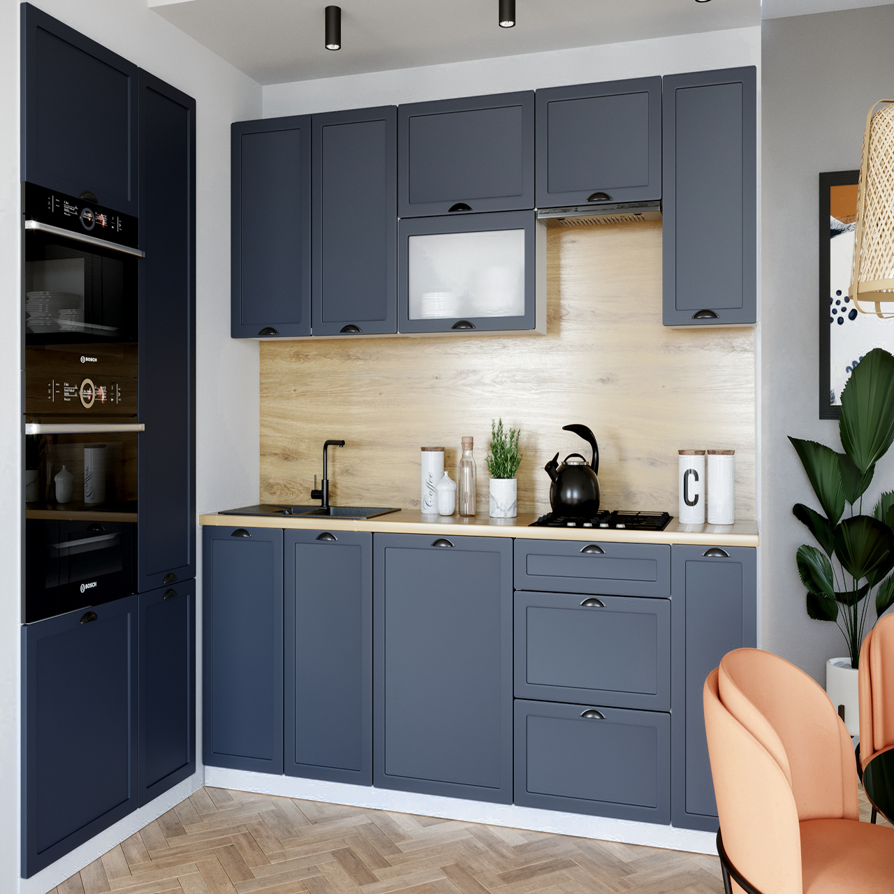 Kitchen Cabinets Set ADELE 1 navy blue matt