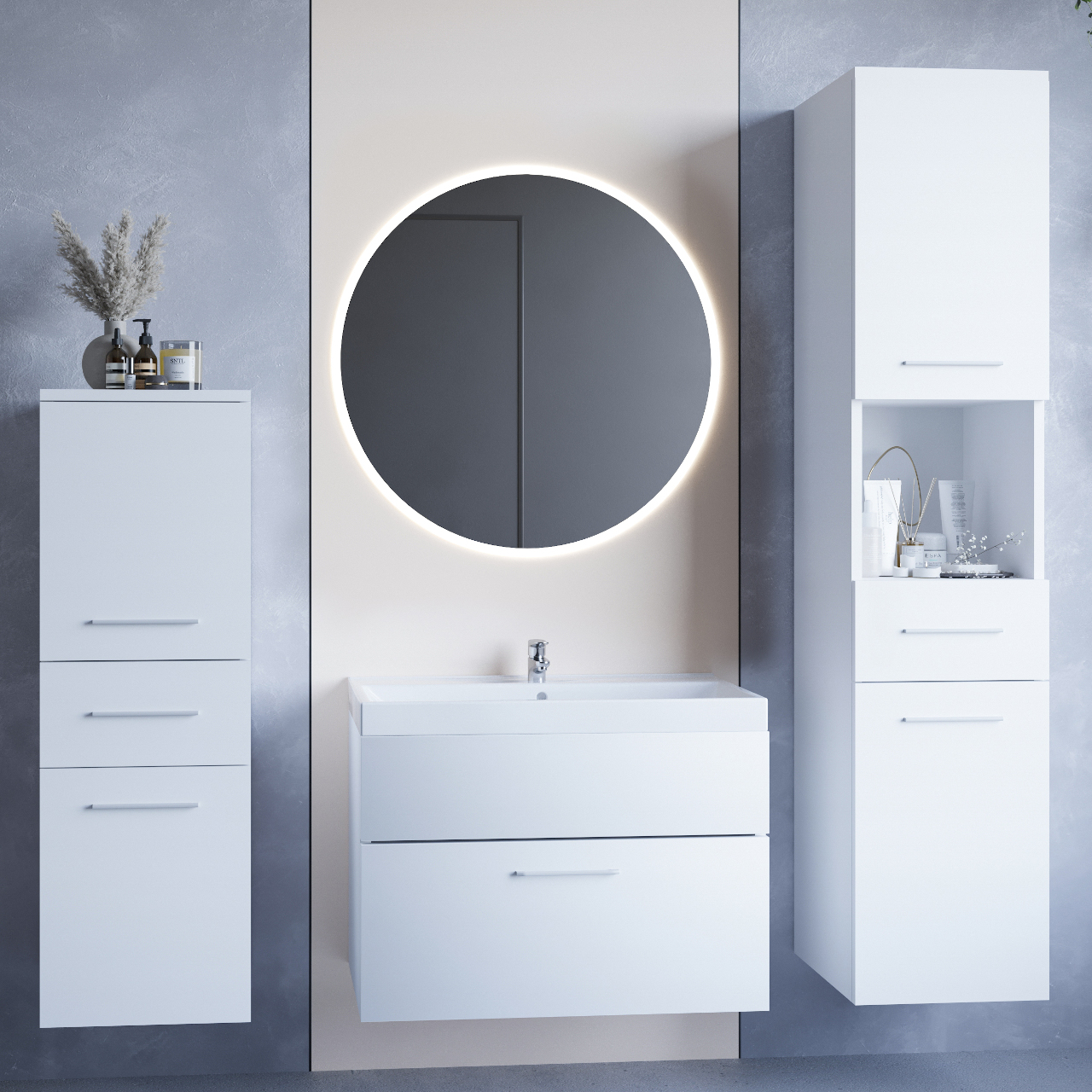 Bathroom Furniture LIPSI LED white laminate