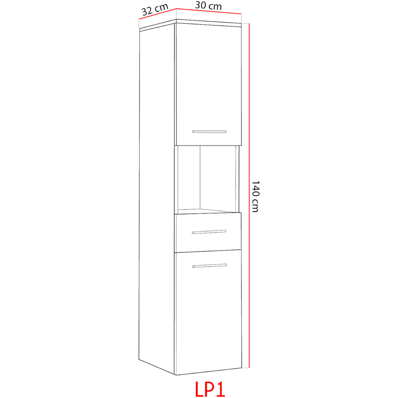 High Bathroom Cabinet LUPO LP1 white gloss