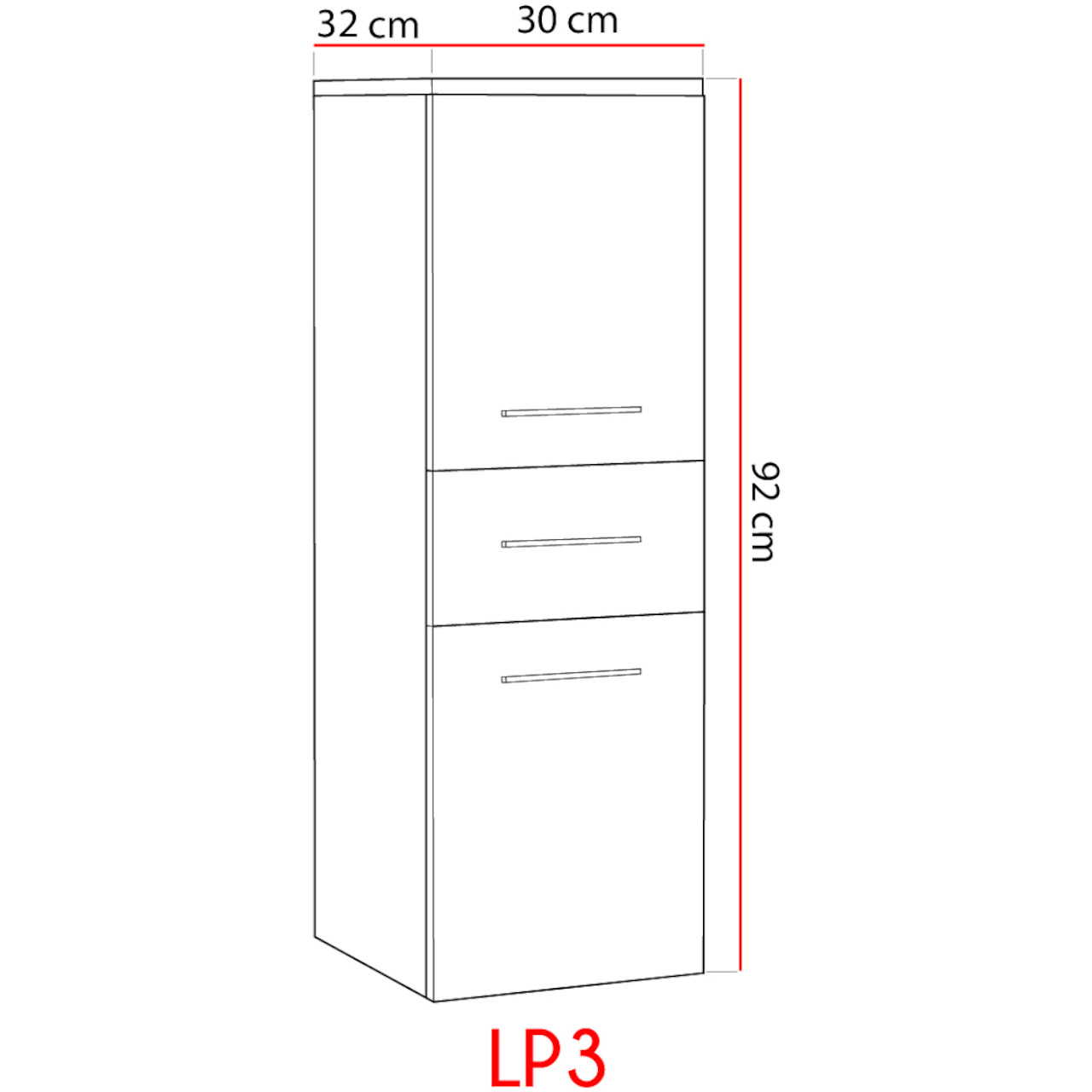 Small Bathroom Cabinet LUPO LP3 white laminate