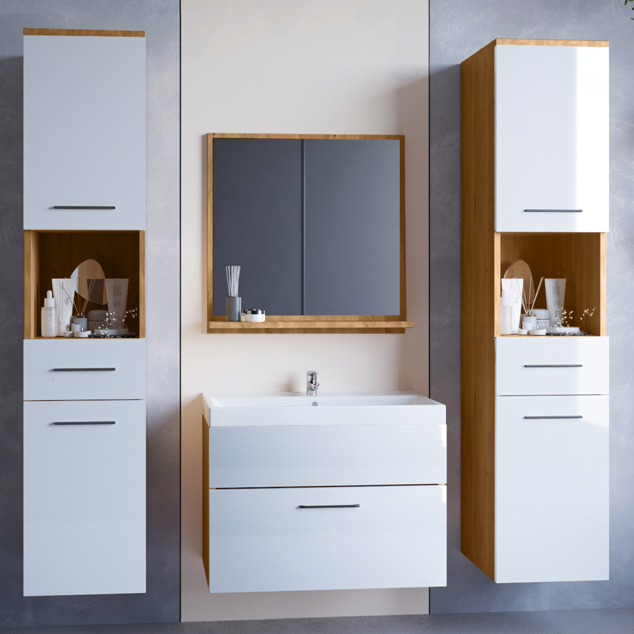 Bathroom Furniture LUPO MAX artisan oak / white gloss