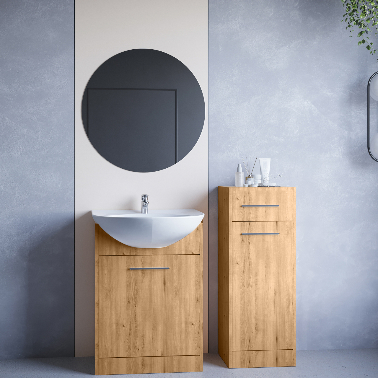 Bathroom Furniture with Mirror NEPPA MINI artisan oak