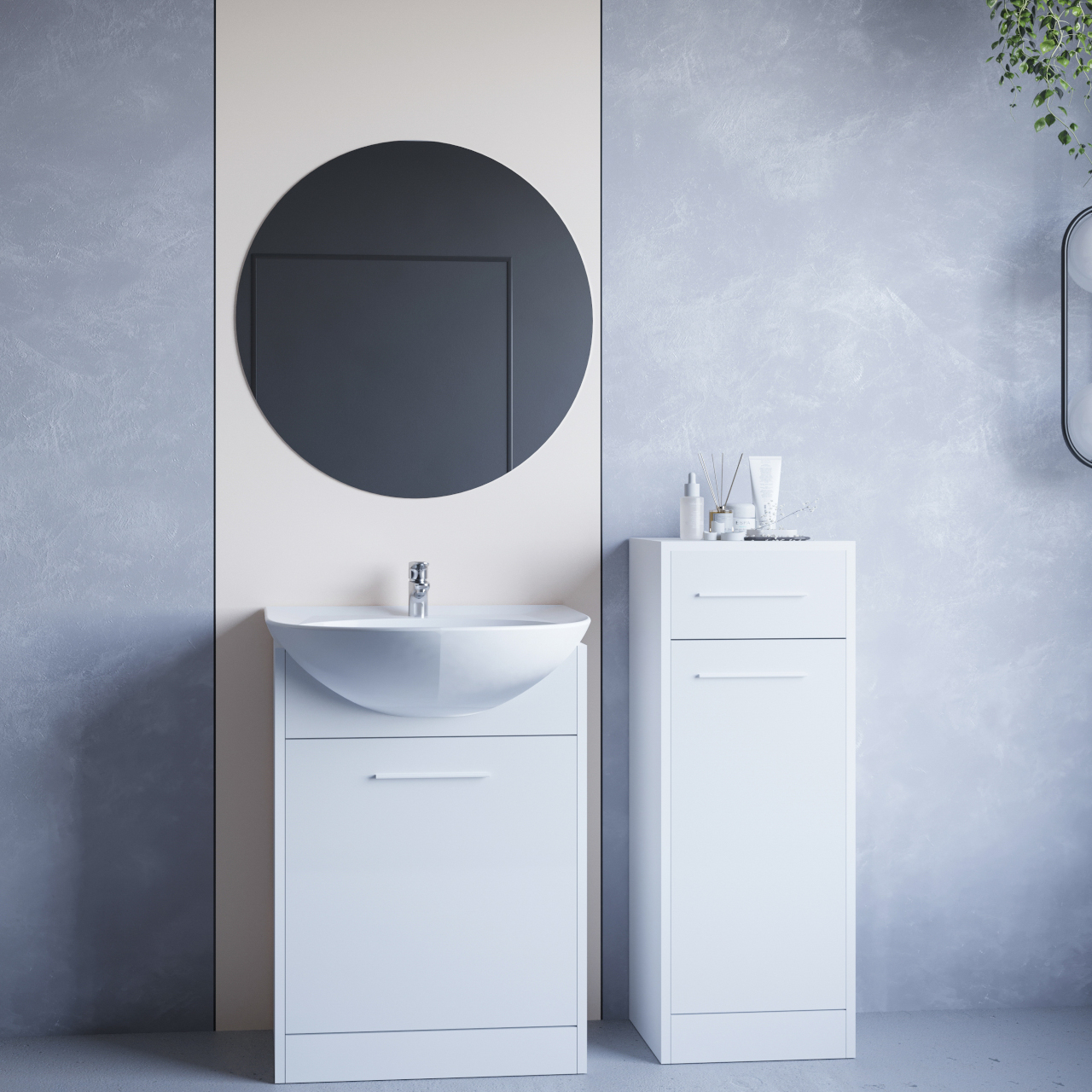 Bathroom Furniture with Mirror NEPPA MINI white laminate