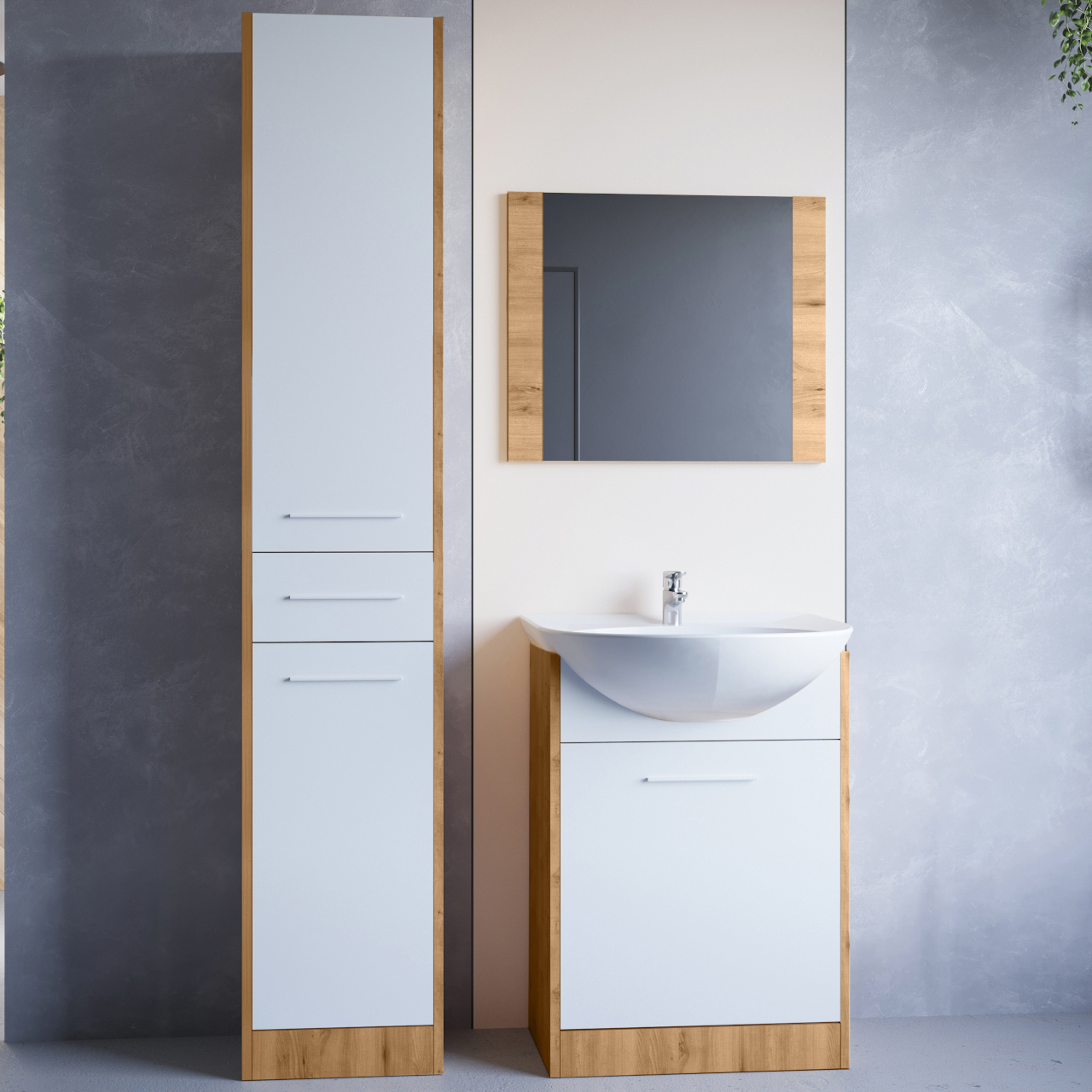 Bathroom Furniture NICO LONG artisan oak / white laminate