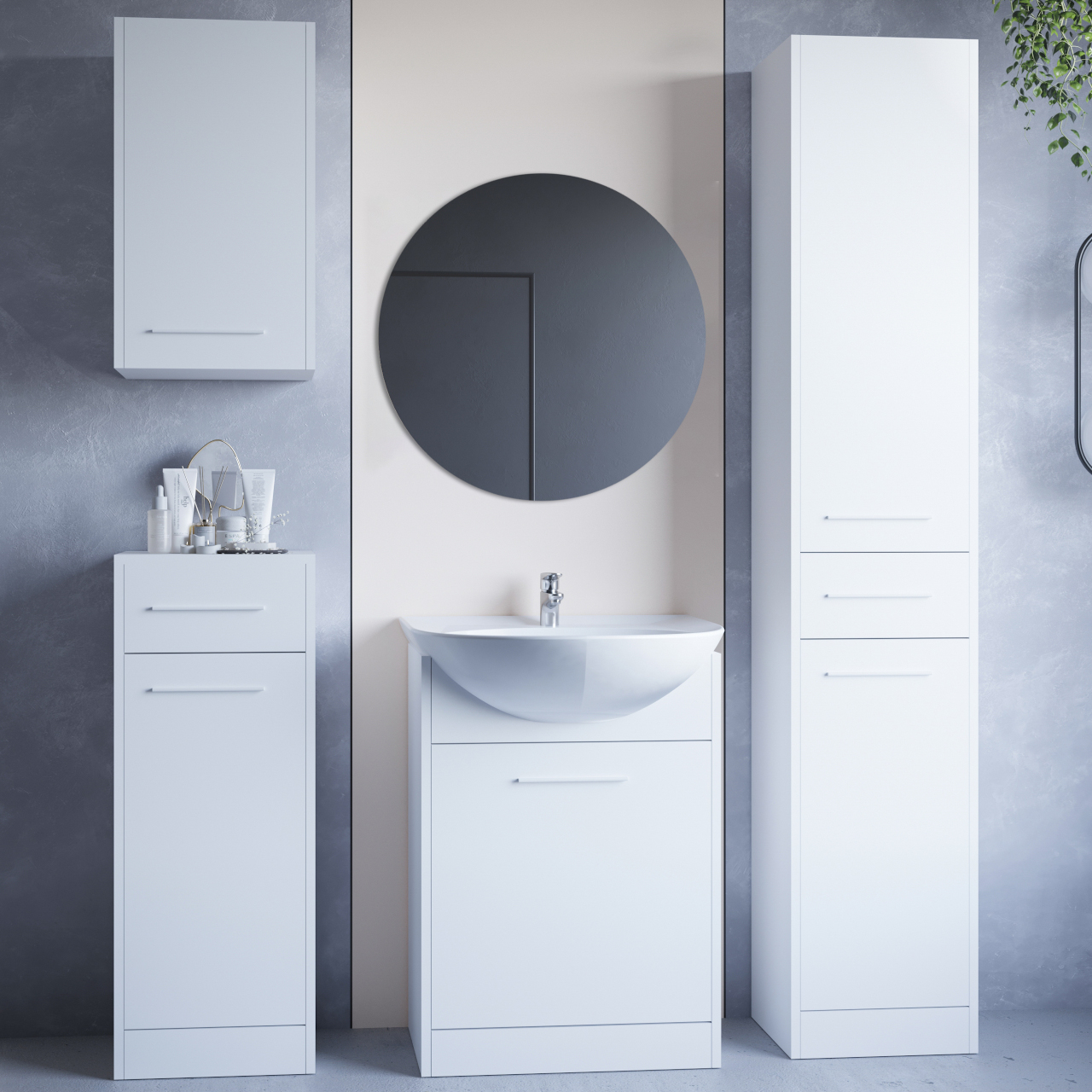 Bathroom Furniture with Mirror SLIDO white laminate