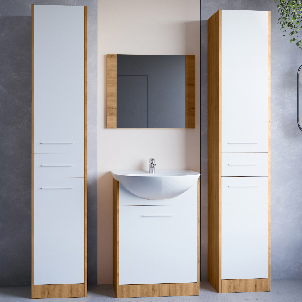 Bathroom Furniture SLIM MAX artisan oak / white
