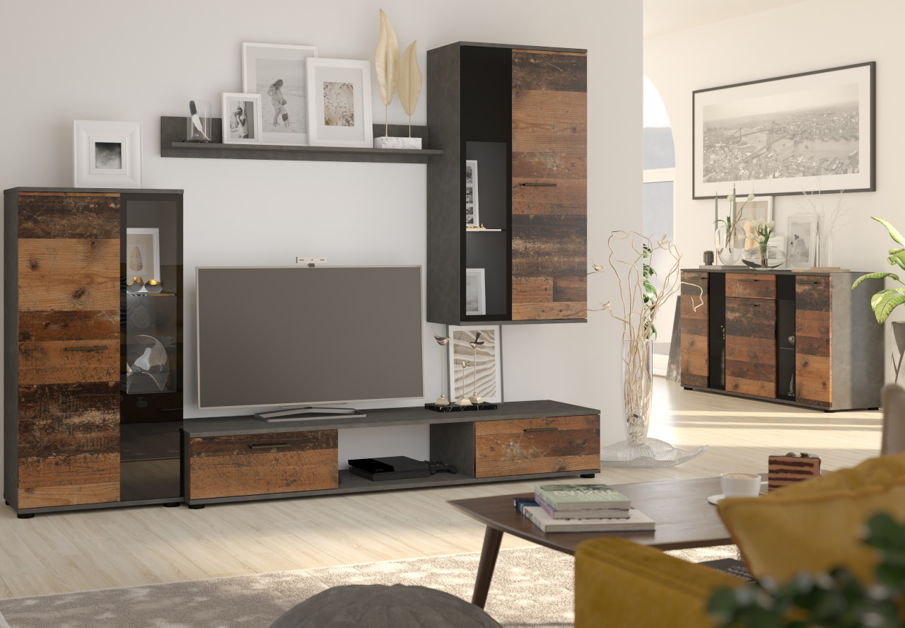 Entertainment unit with storage cabinet SALSA / TANGO matera / old style