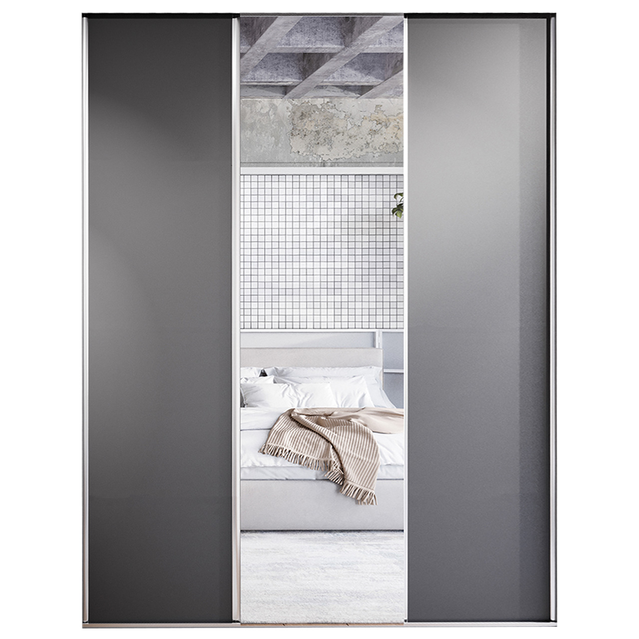 Sliding door with mirror for wardrobe MERV F1 150 black