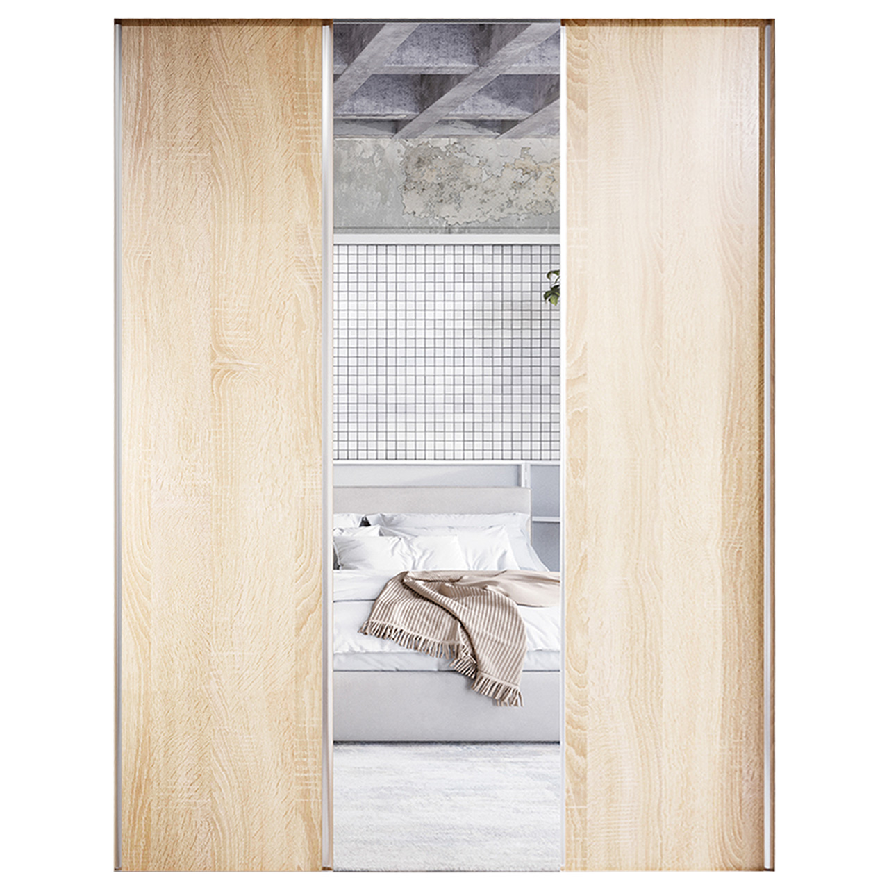Sliding door with mirror for wardrobe MERV F1 150 sonoma