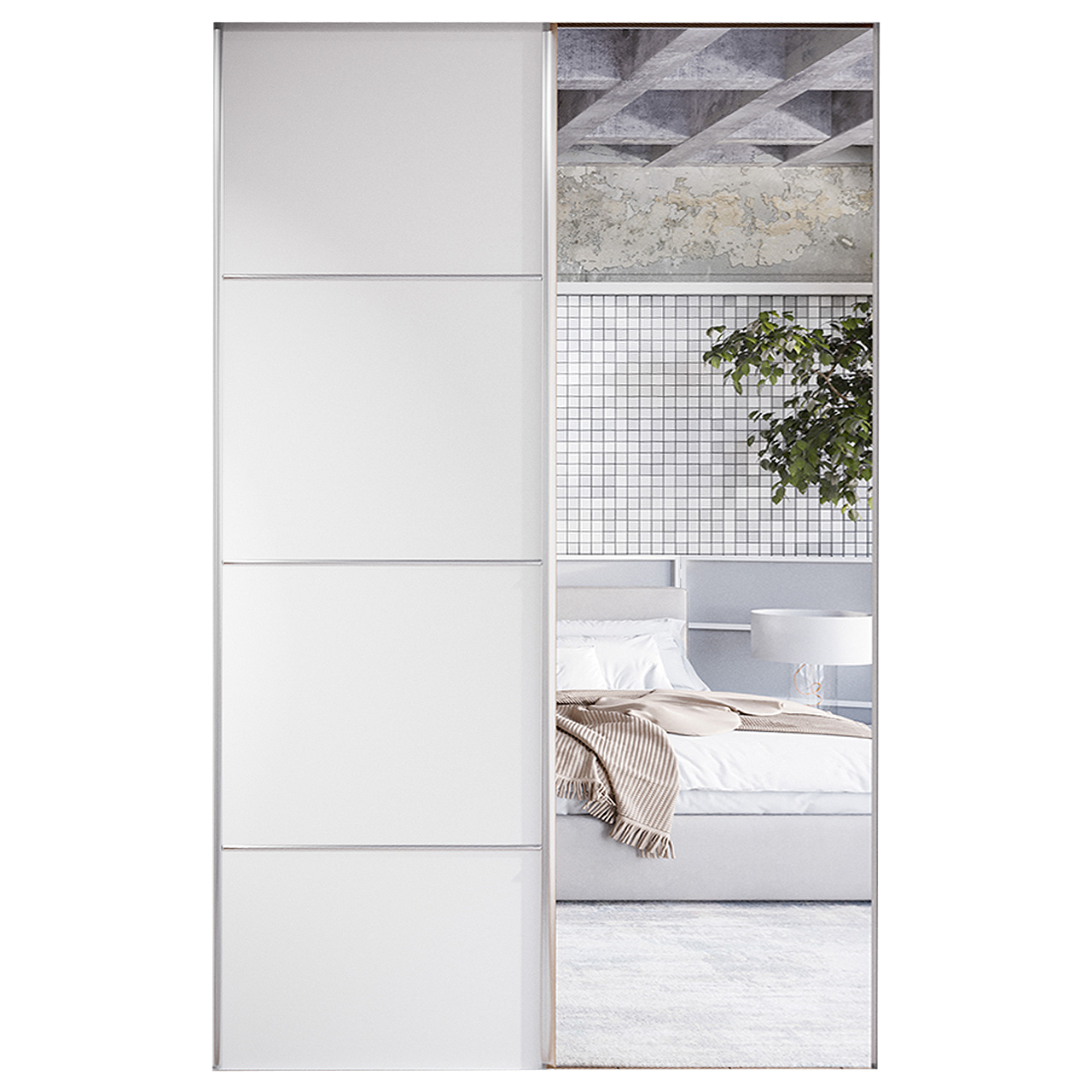 Sliding door with mirror for wardrobe MERV F4 120 white