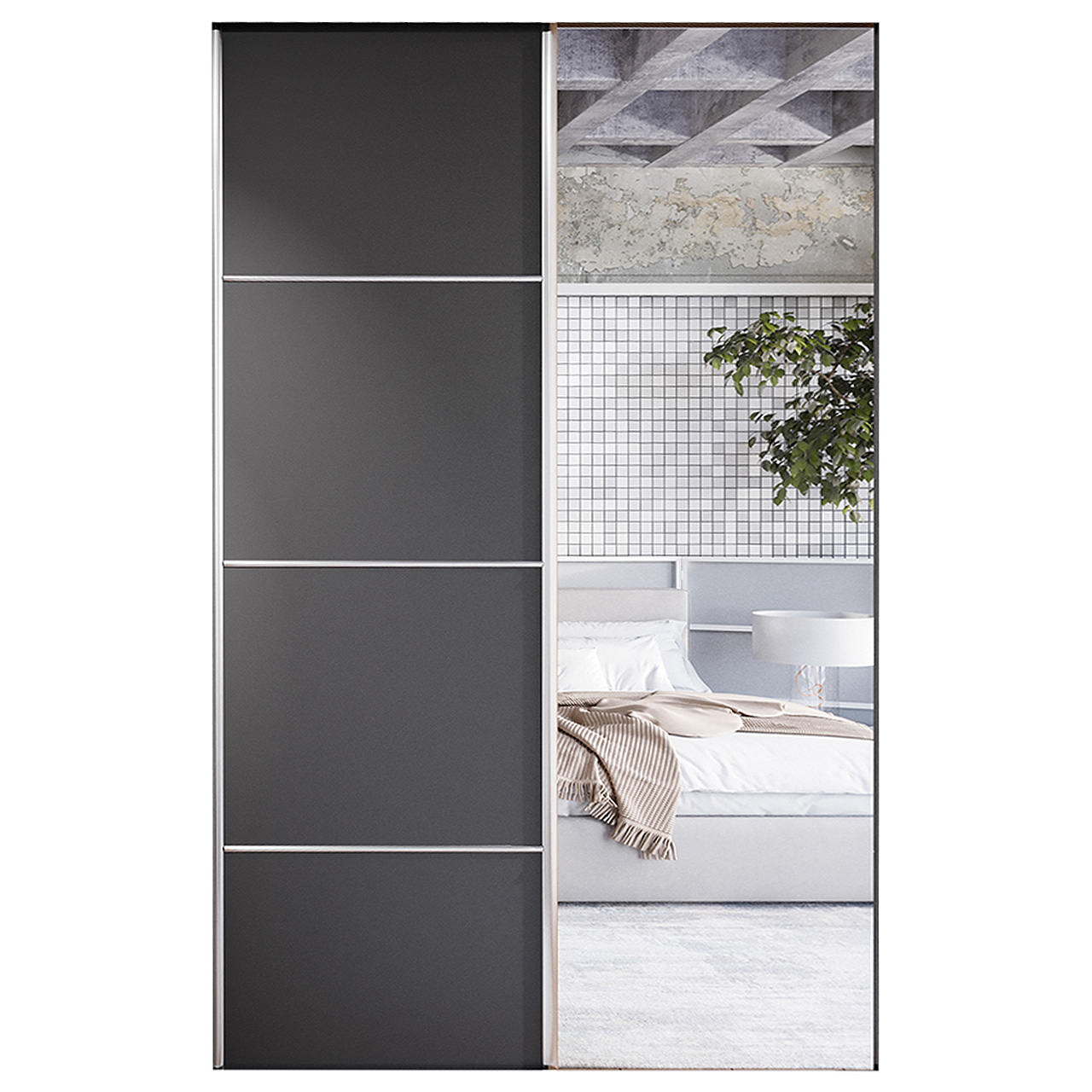 Sliding door with mirror for wardrobe MERV F4 120 black