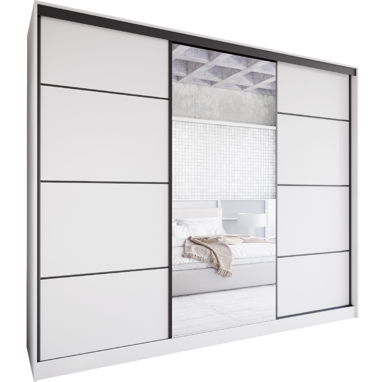 Sliding wardrobe with mirror NOVI C 250 white