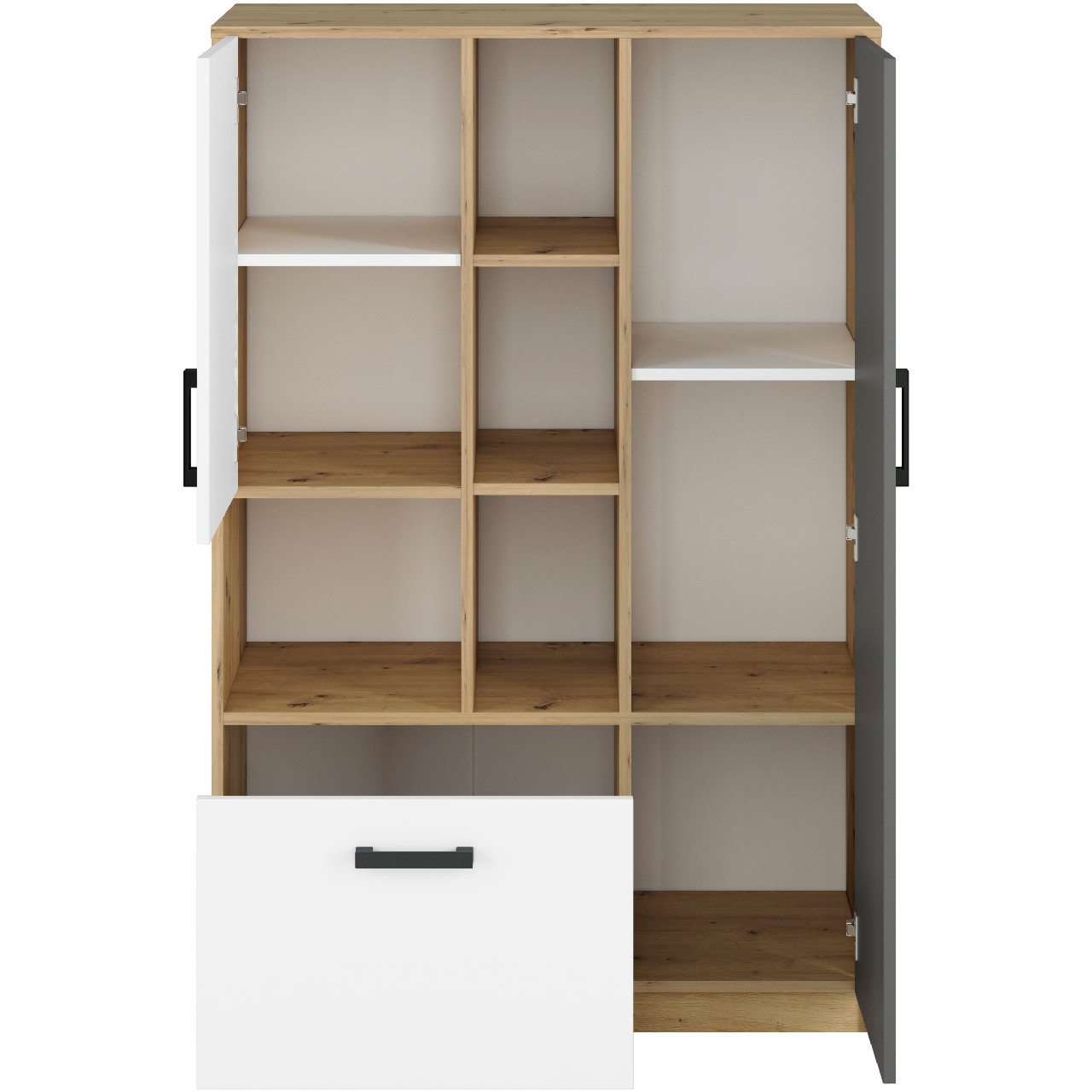 Bookcase FIJI FJ05 artisan oak / white / anthracite