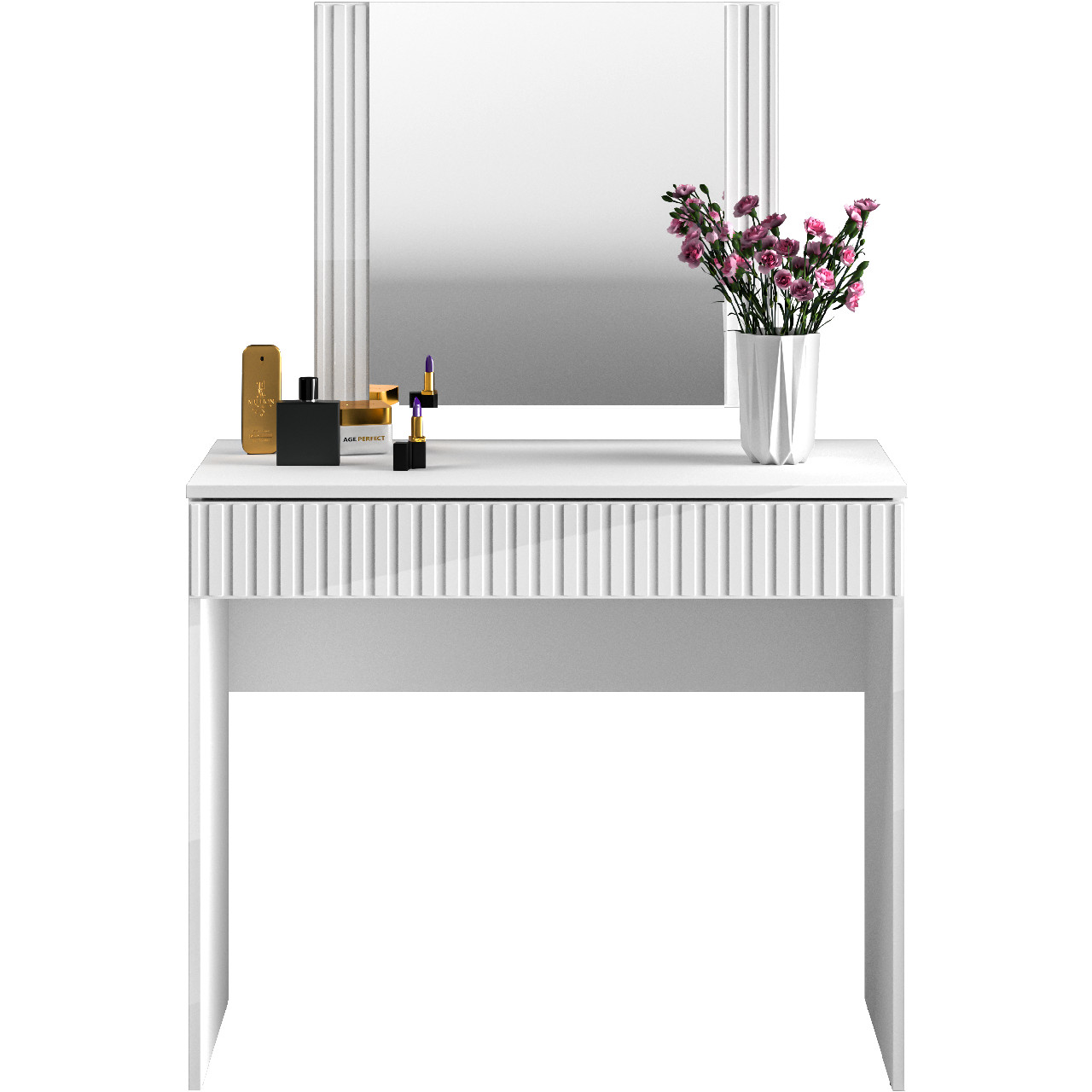 Dressing table with mirror GINO 1 white gloss