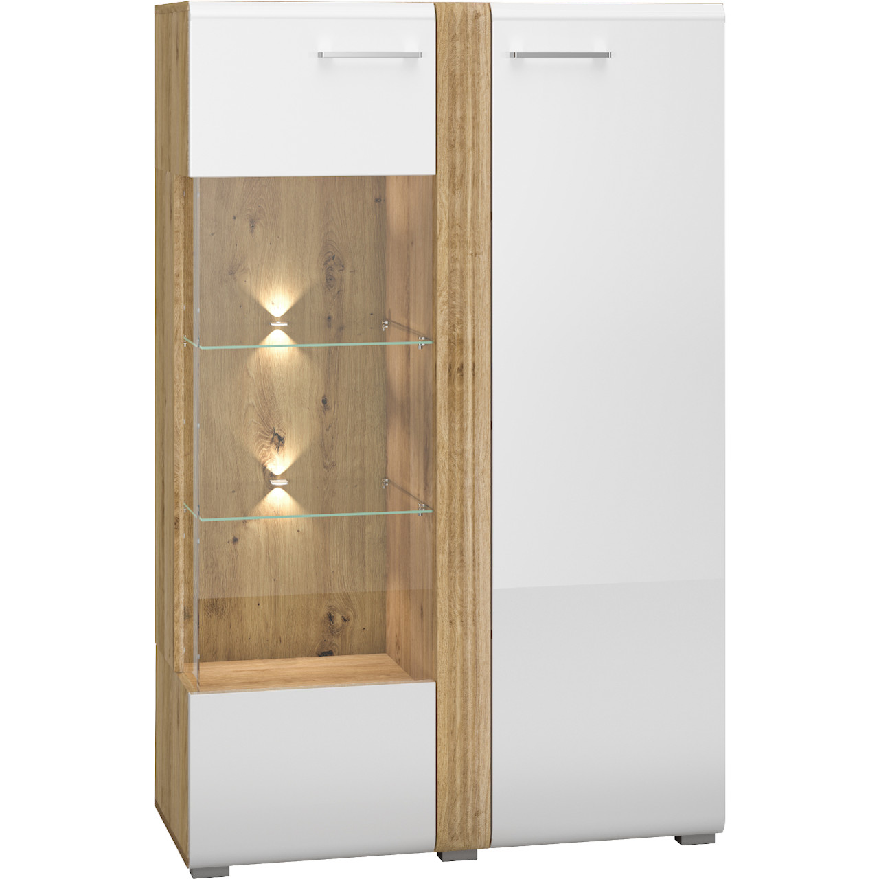 Display cabinet FLORES FS03L castello oak / white gloss