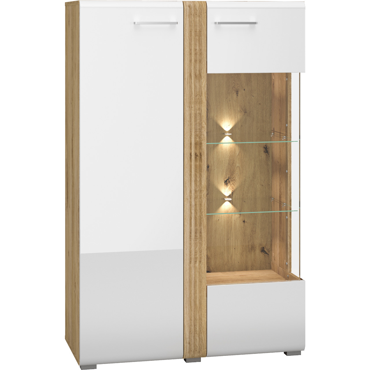 Display cabinet FLORES FS03P castello oak / white gloss