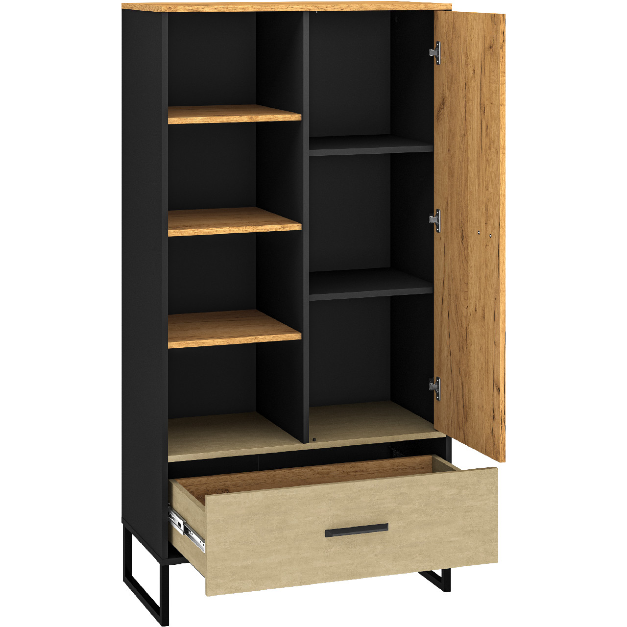 Book cabinet CLINT 04 gold craft oak / black