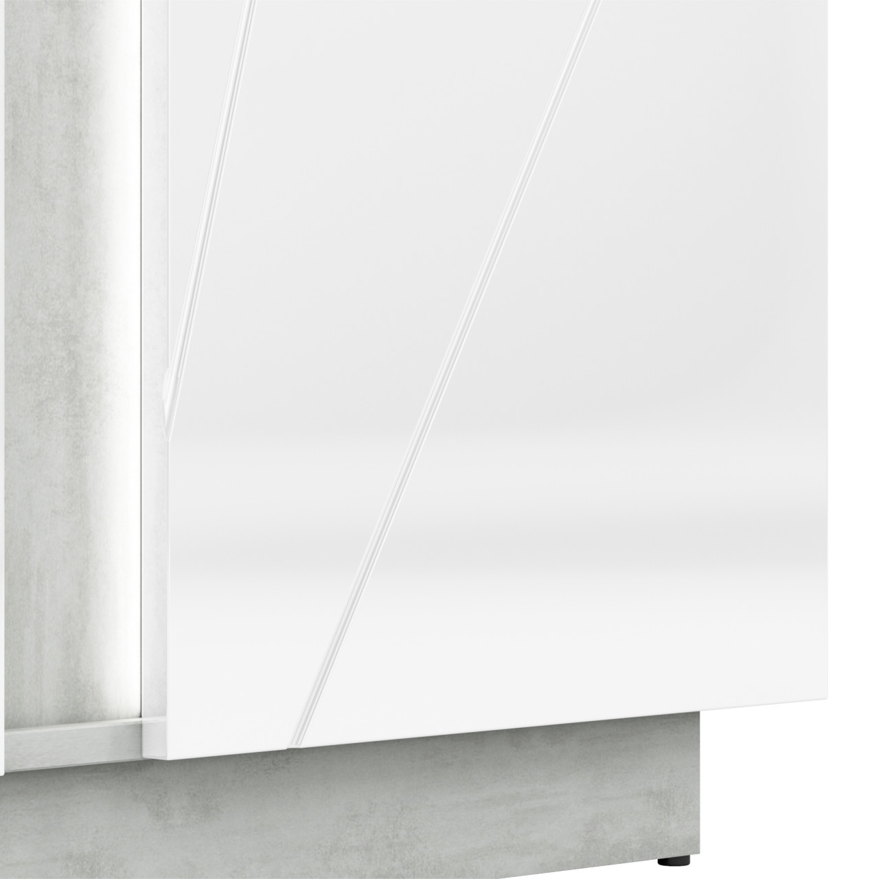 Display Cabinet (Right Hand Opening) LORA LA03P silver concrete / white gloss
