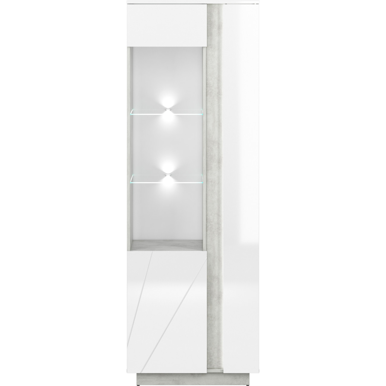 Display Cabinet (Left Hand Opening) LORA LA03L silver concrete / white gloss