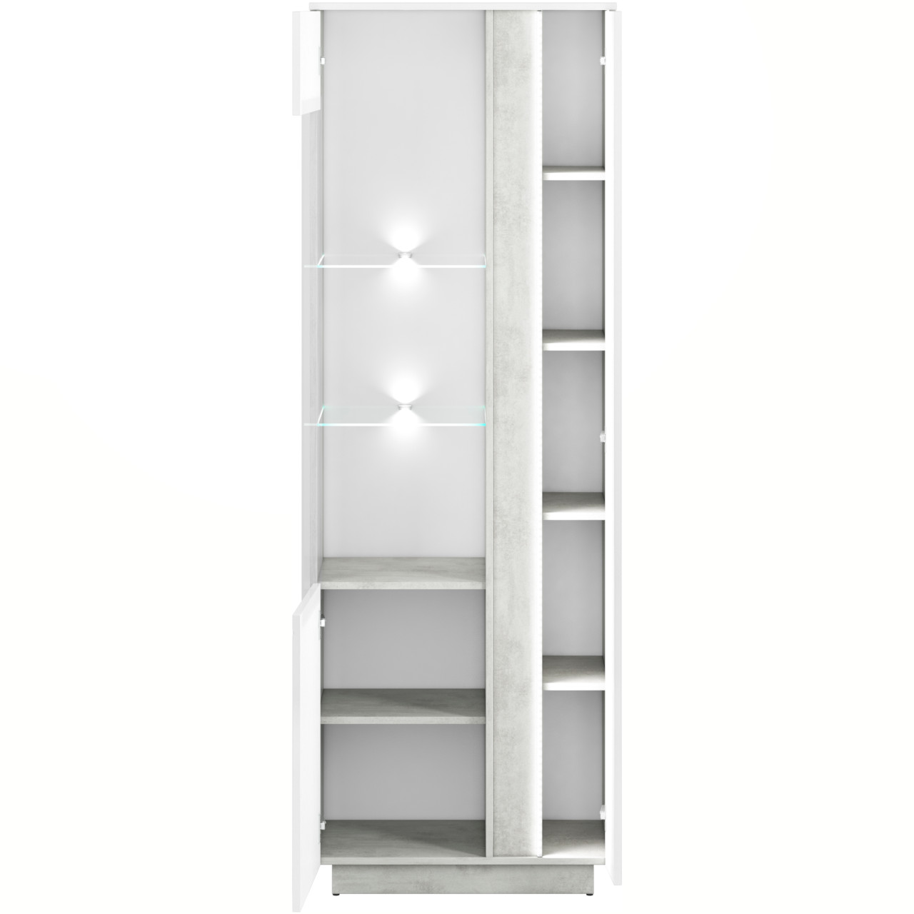 Display Cabinet (Left Hand Opening) LORA LA03L silver concrete / white gloss