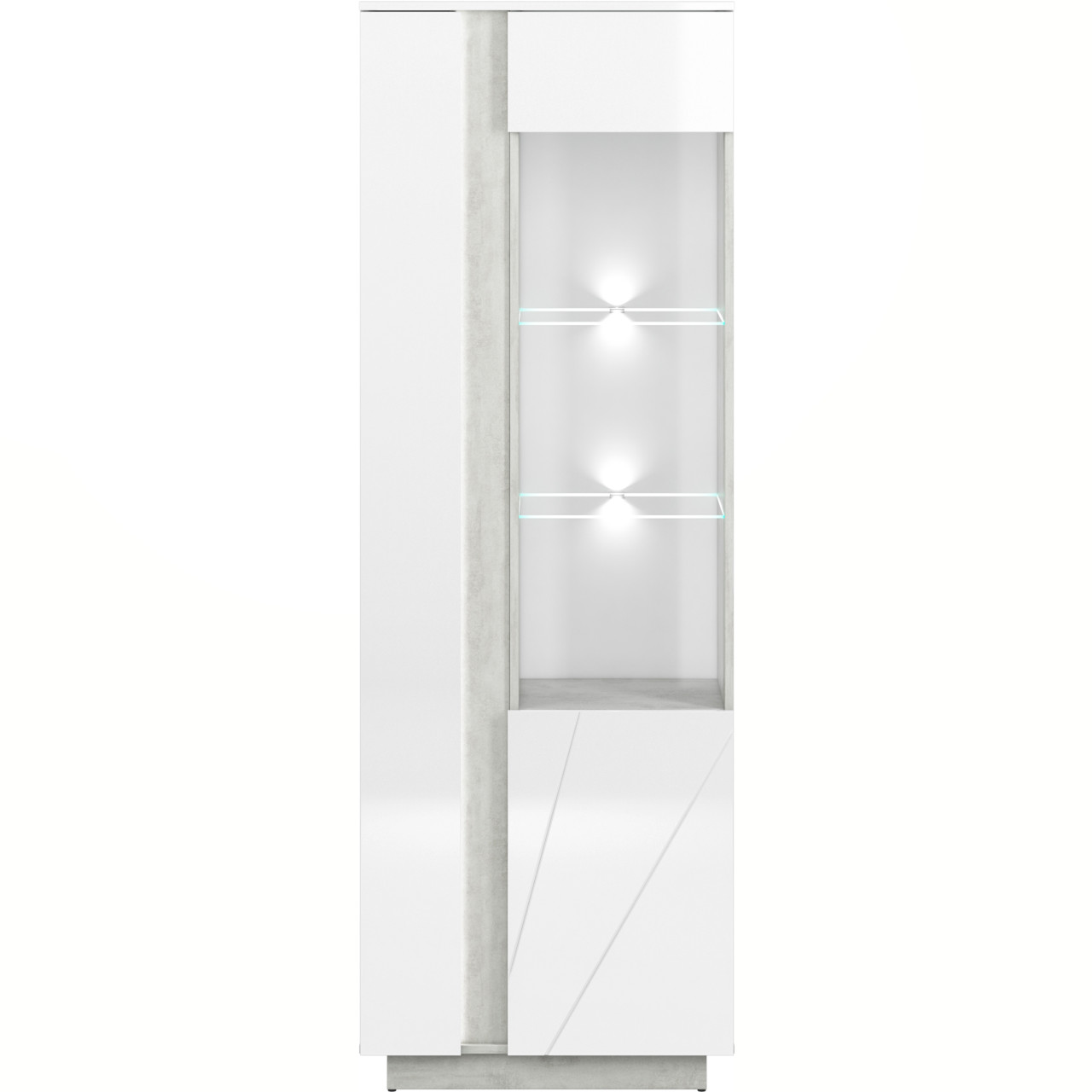 Display Cabinet (Right Hand Opening) LORA LA03P silver concrete / white gloss