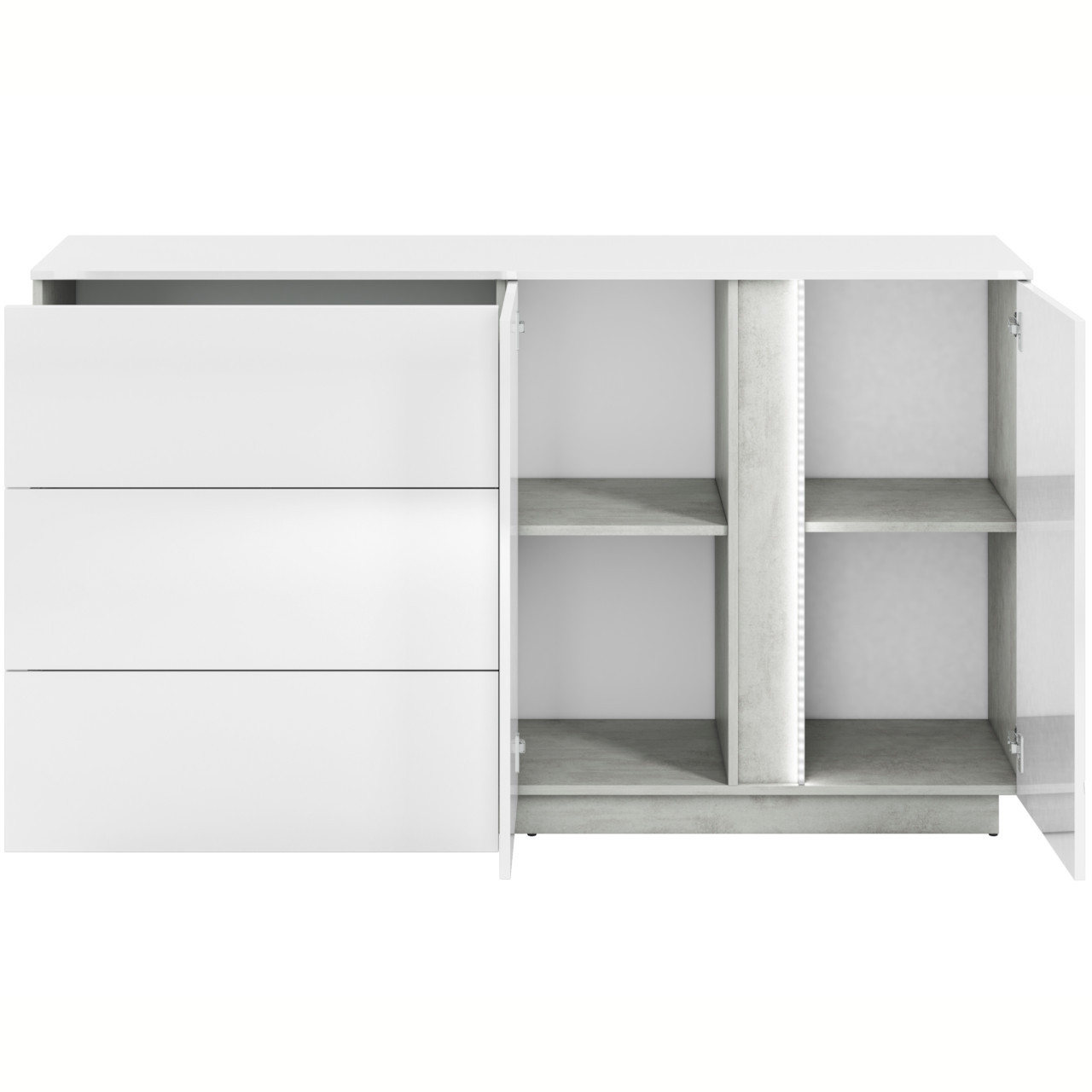 Storage Cabinet LORA LA06 silver concrete / white gloss