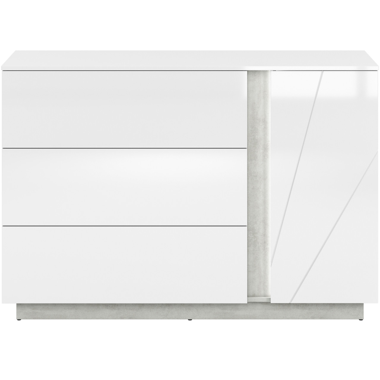 Storage Cabinet LORA LA07 silver concrete / white gloss