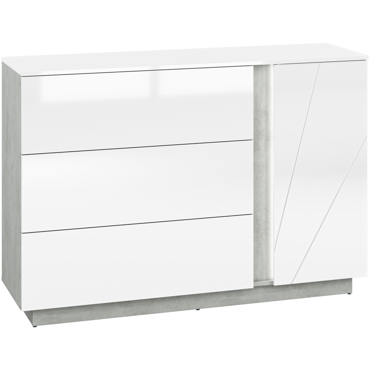Storage Cabinet LORA LA07 silver concrete / white gloss