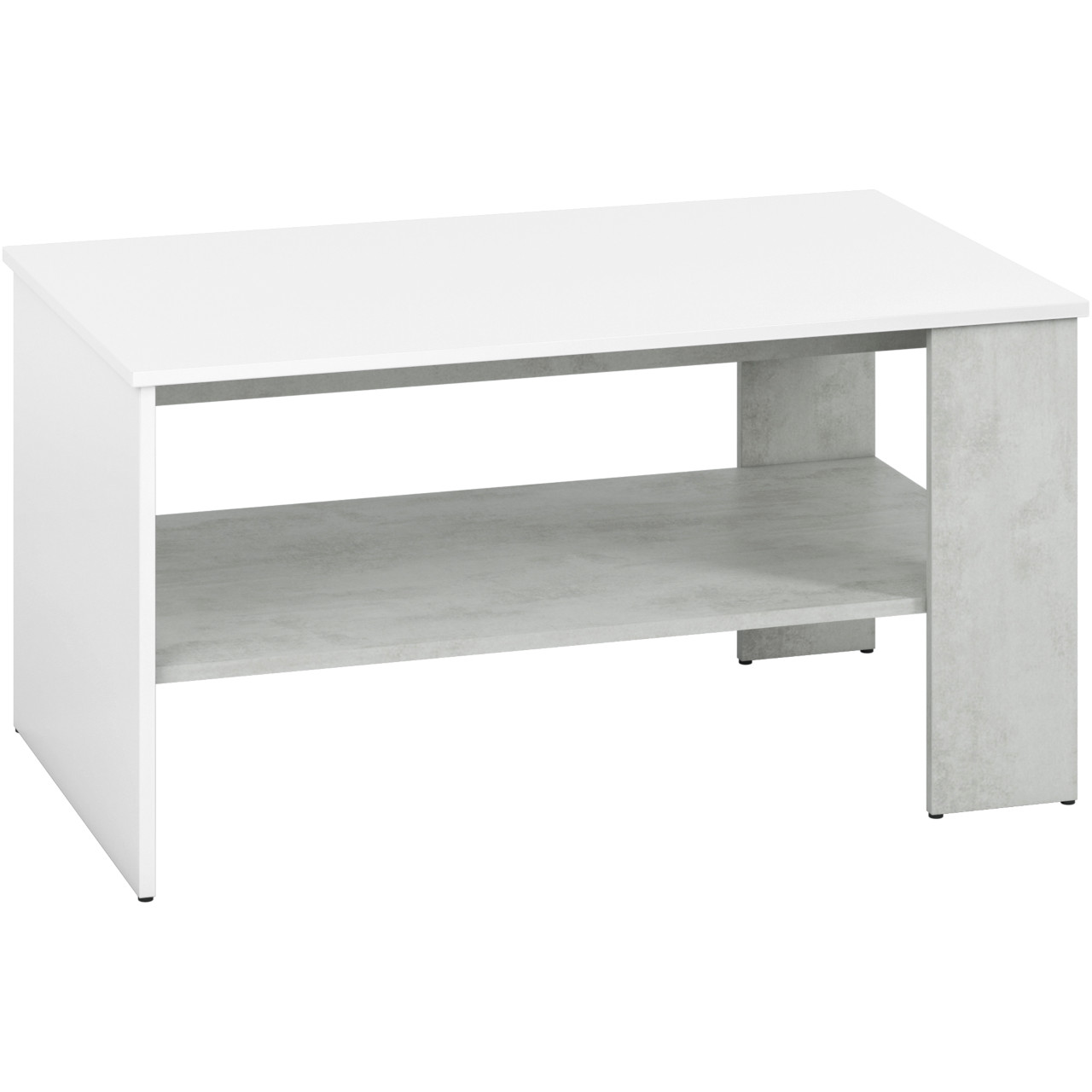 Coffee table LORA LA10 silver concrete / white gloss