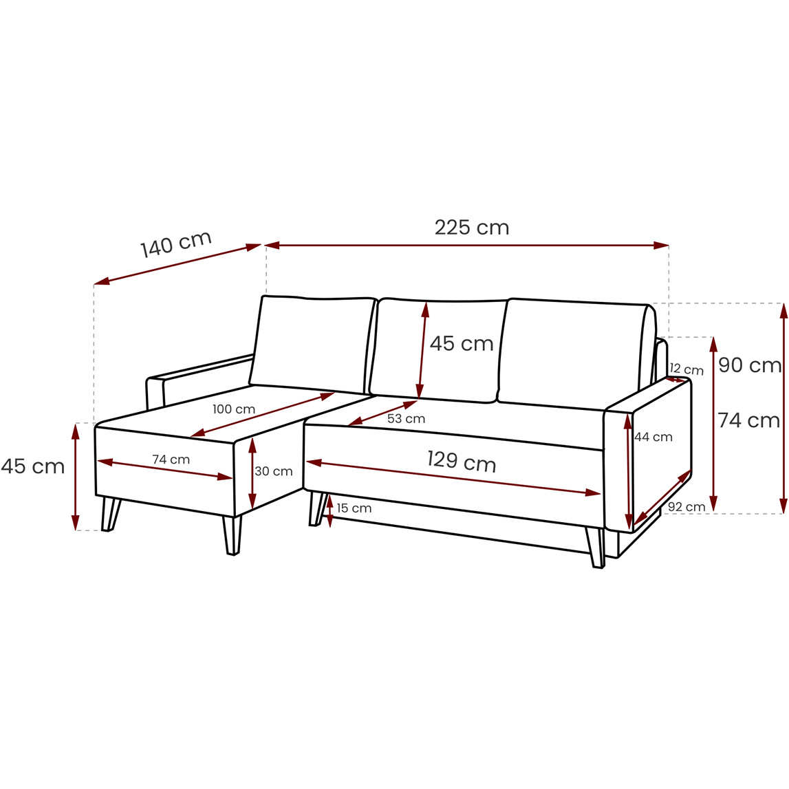 Corner sofa MEMONE gomez 12 + lobox 03 left-hand
