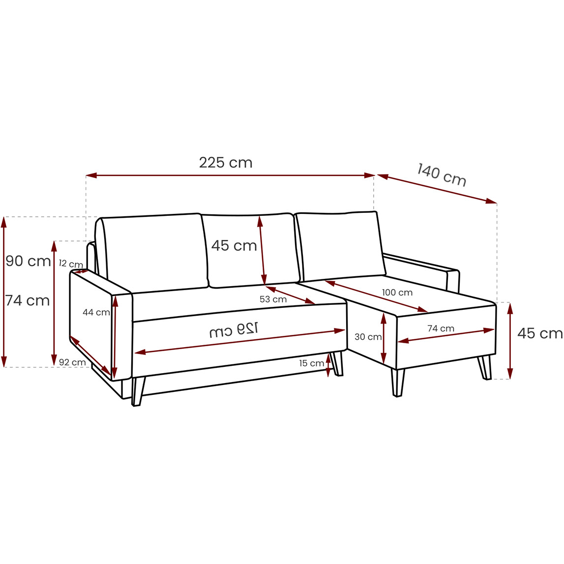 Corner sofa MEMONE gomez 12 + lobox 03 right-hand