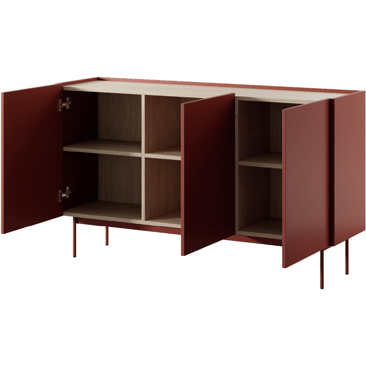 Storage cabinet COLOUR 02 ceramic red / linea oak