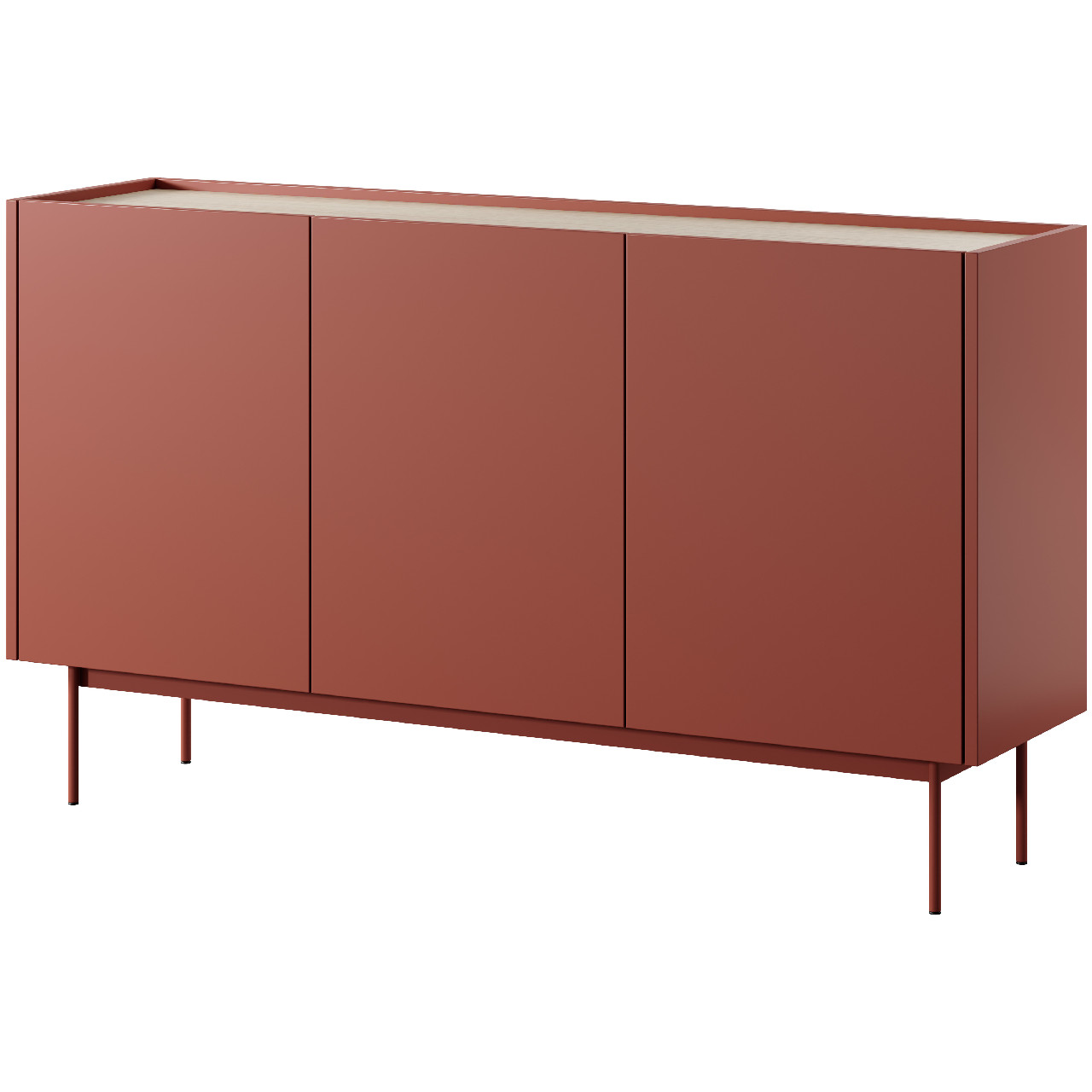 Storage cabinet COLOUR 02 ceramic red / linea oak