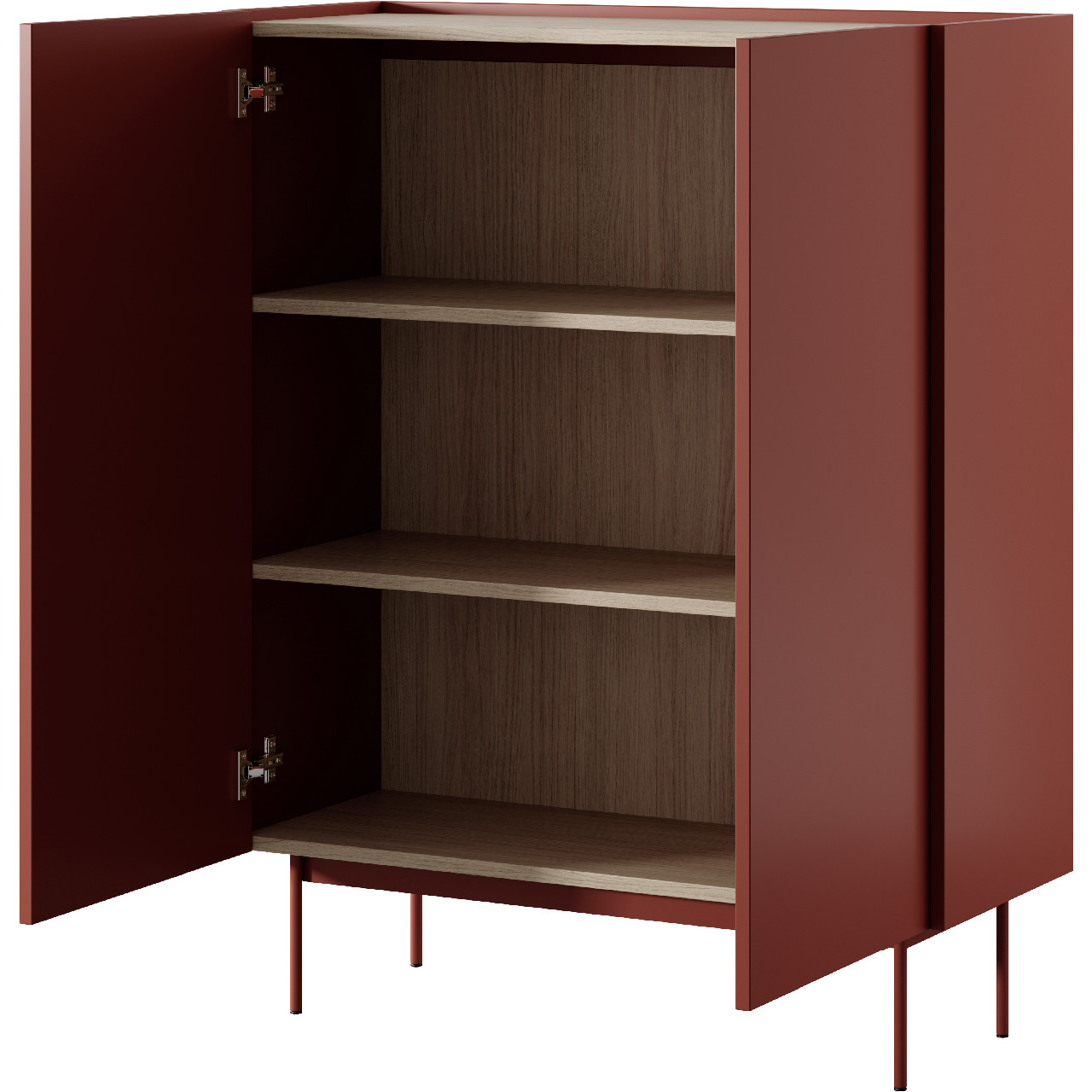 Storage cabinet COLOUR 03 ceramic red / linea oak