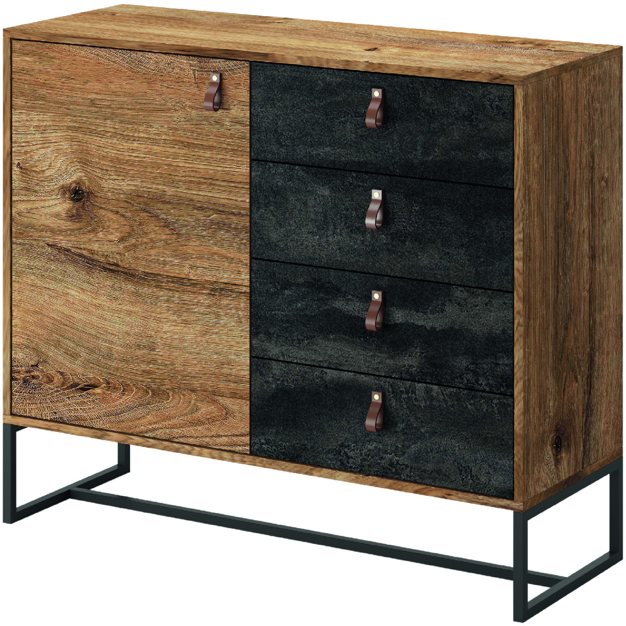 Storage cabinet DARK 02 ribbeck oak / black stone