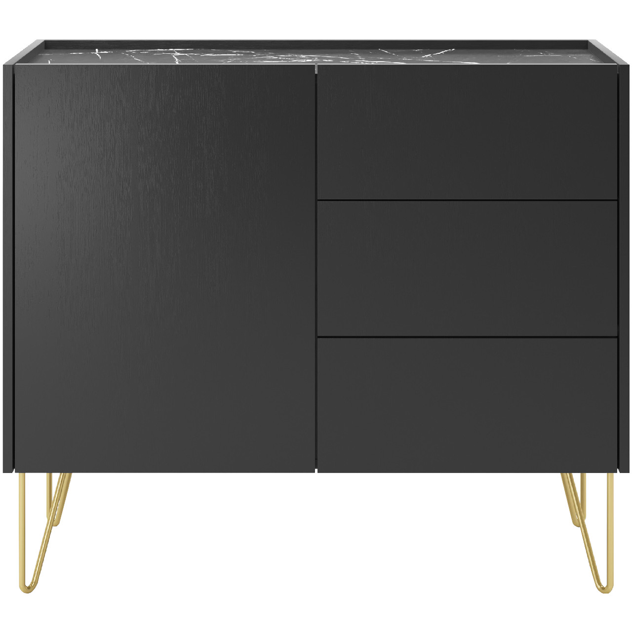 Storage cabinet HARMONY 02 black / black marble