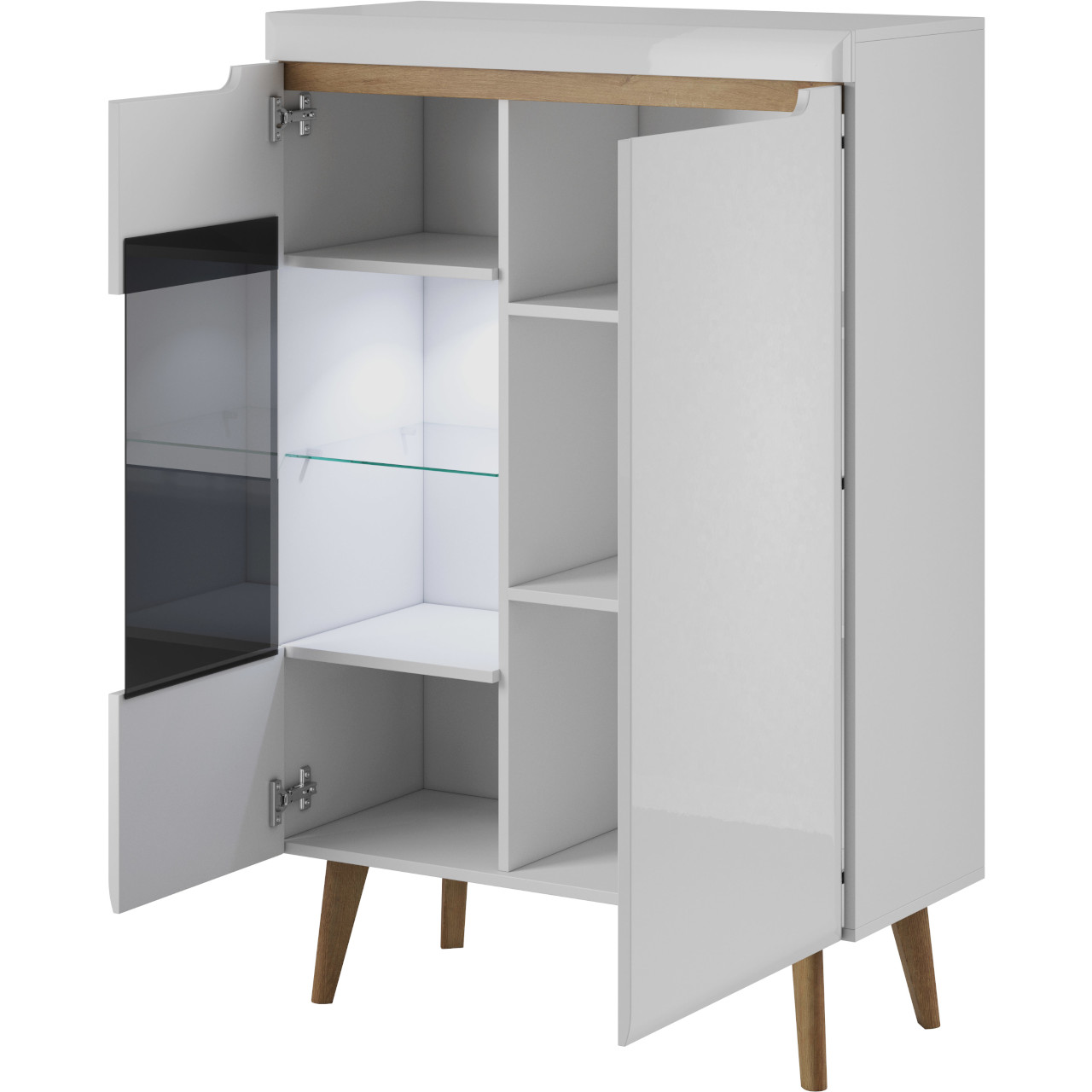 Display cabinet NARDI 05 white gloss / riviera oak