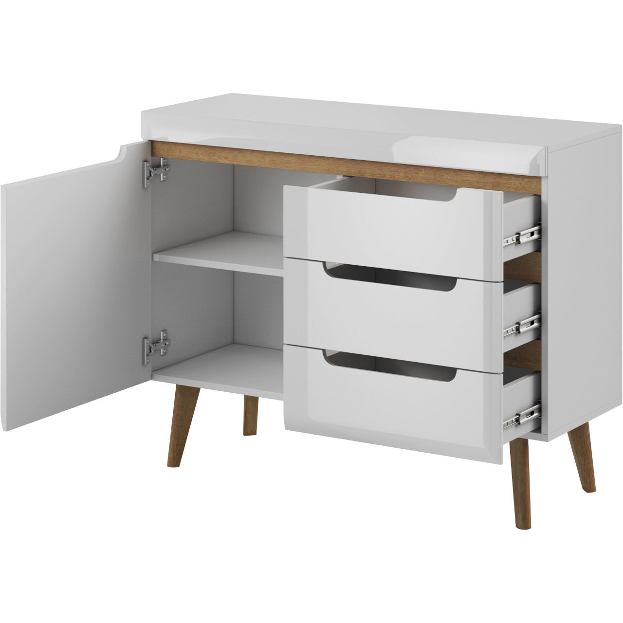 Storage cabinet NARDI 07 white gloss / riviera oak