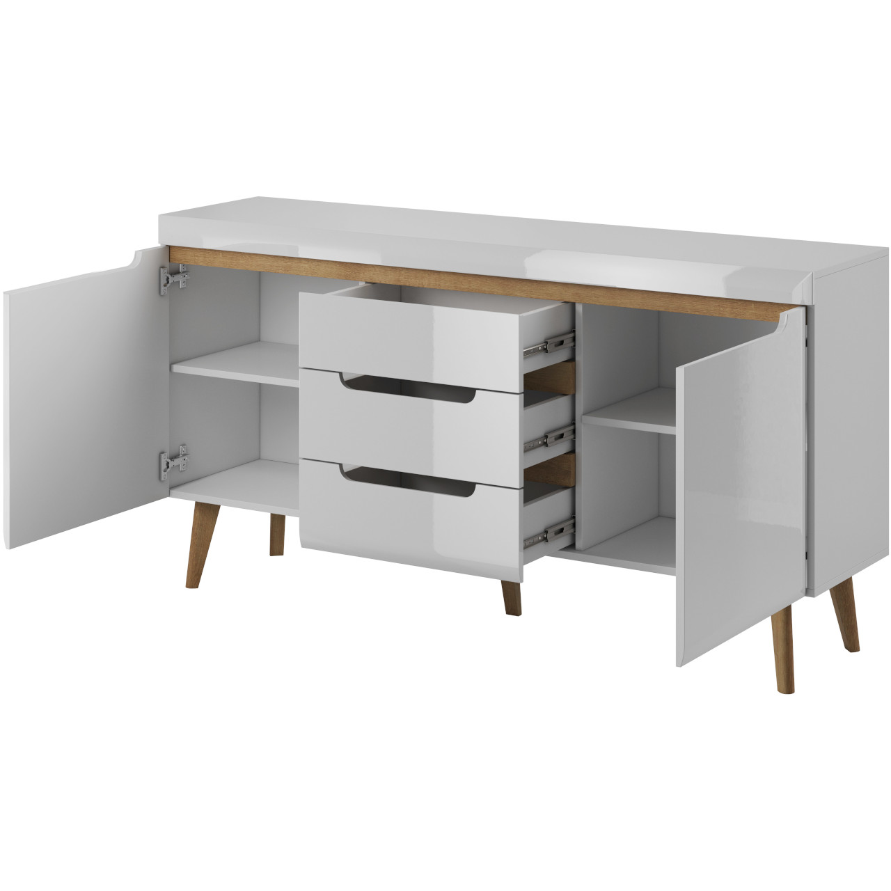 Storage cabinet NARDI 08 white gloss / riviera oak