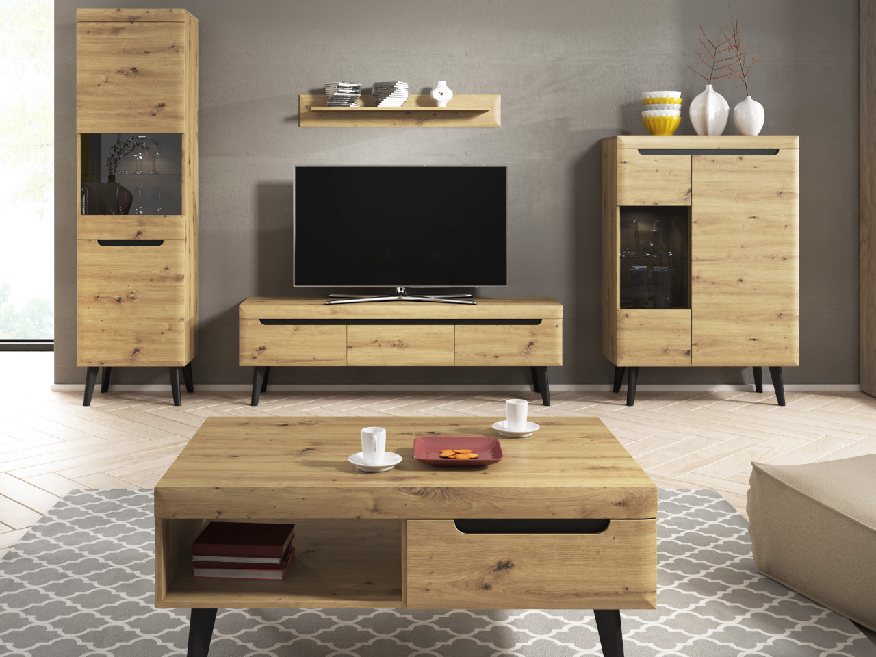 TV cabinet 160 NARDI 01 artisan oak / black