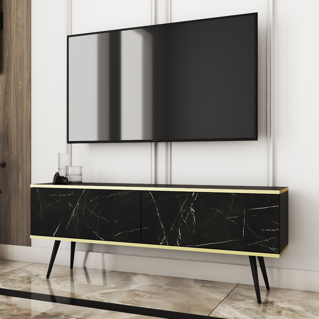 TV cabinet ARA 135 black marble