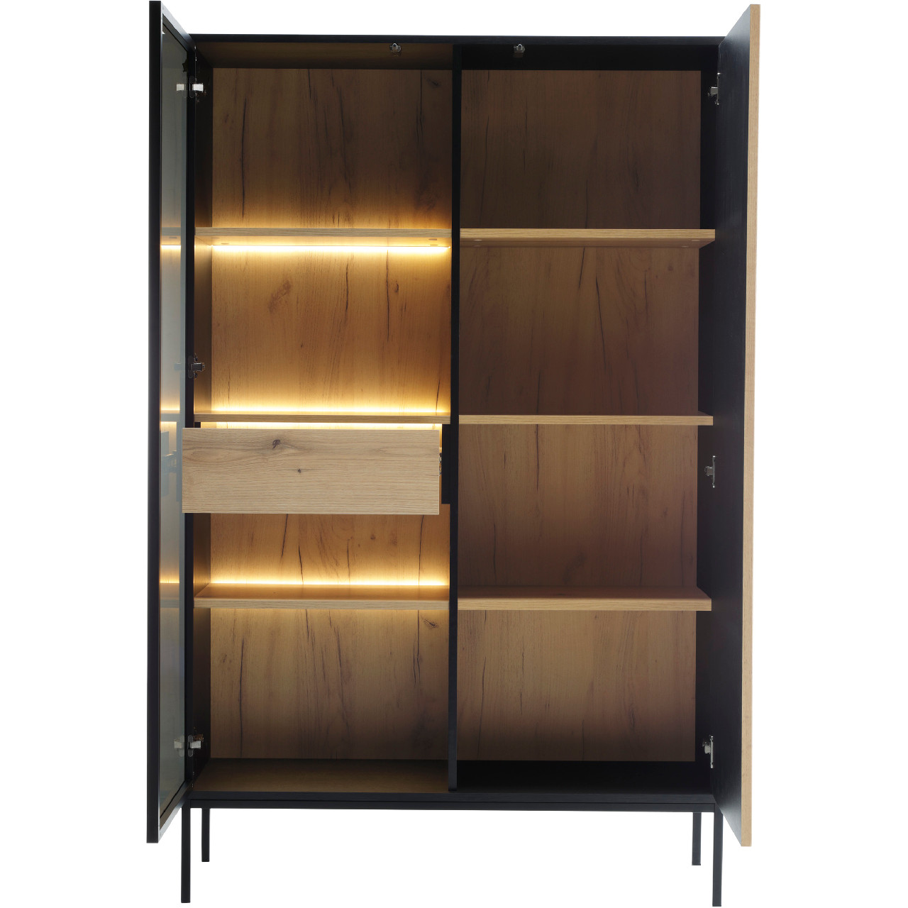 Display cabinet SENTO 02 black / wotan oak