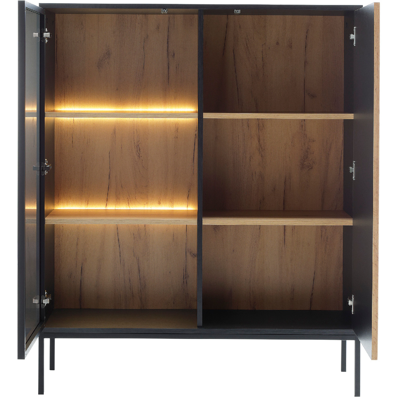 Display cabinet SENTO 03 black / wotan oak