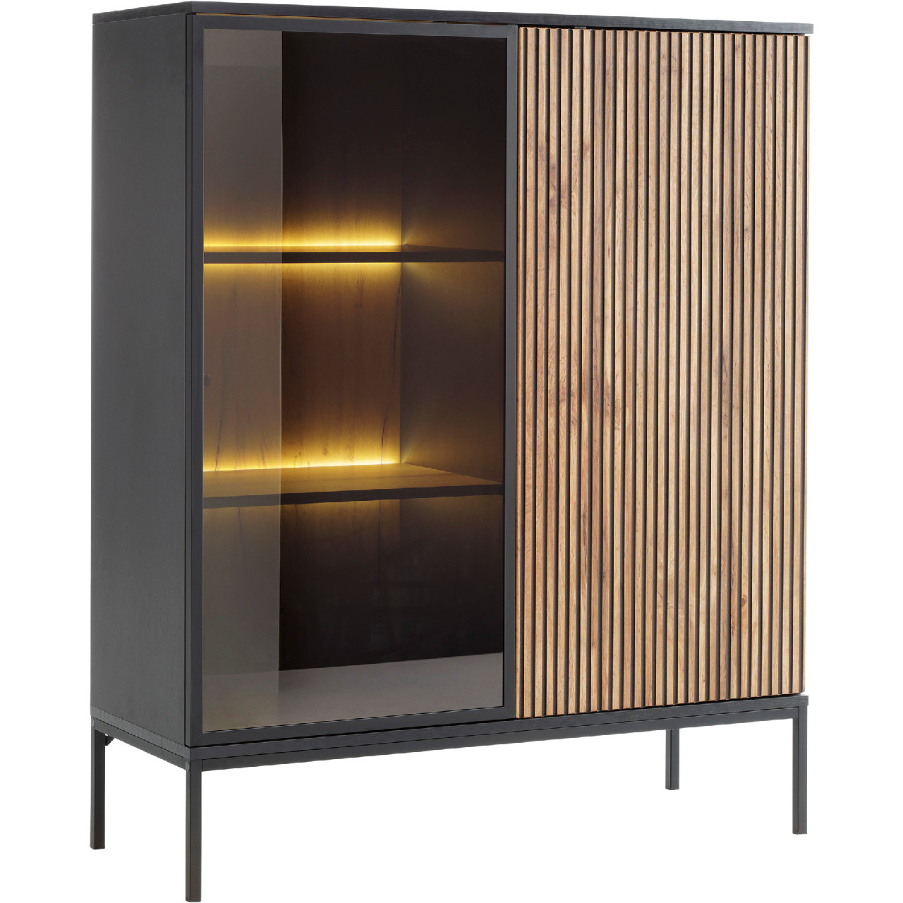 Display cabinet SENTO 03 black / wotan oak